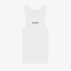 Embroidered Logo Tank Top at AimeLeonDore.com The Hype, White Tank, Ribbed Fabric, An Email, Tracking Number, Ups, Return Policy, More Information, Tank Top