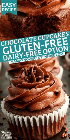 chocolate cupcakes with gluten - free dairy - free option on top