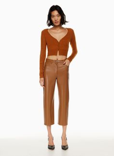 THE MELINA™ CROPPED PANT | Aritzia Aritzia Pants, Pants Color, Cropped Pants, Chestnut, Style Icons, Pant Jumpsuit, Two Piece Pant Set, Vegan Leather, Leather Pants