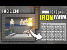 the iron farm in minecraft with an arrow pointing to it's right side