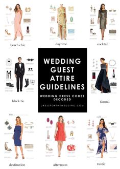 wedding guest attire guidelines for brides and grooms to wear on their wedding day