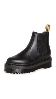 PRICES MAY VARY. Fabric: Faux leather PVC sole Elastic gores, Signature logo pull tabs Heel: 2.25in / 60mm Platform: 1.5in / 40mm Styling Chelsea Boots, Outfit Reference, Dr Martens Womens, London Style, Chelsea Boots Women, Slip On Boots, Black Chelsea Boots, Iconic Style, Synthetic Materials