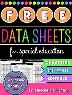 the free data sheets for special education