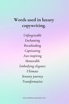 words used in luxury copywritering