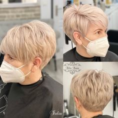 Short Haircut for Thick Hair Very Short Pixie Cuts, Short Blonde Pixie, Cute Pixie Cuts, Curly Pixie Hairstyles, Short Curly Pixie, Pixie Cut With Bangs, Blonde Pixie Cuts