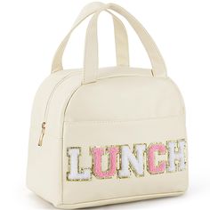 PRICES MAY VARY. PERFECT SIZE: This cute lunch bag is 10.4L×6.5W×8.5H inches and has a capacity of 9L. The insulated preppy lunch box can easily accommodate your lunch, such as sandwiches, fruit, drinks, etc.. The front pocket can hold your phone,paper towels, spoons, keys, wallet and so on. If you're just out for the day, this large lunch bag is a great choice. The lunch box for kids is also suitable for teen boys and preppies HIGH QUALITY MATERIAL: The portable lunch tote bag for preppy is mad Leather Lunch Bag, White Lunch, Teen Boxing, Large Lunch Bag, Stylish Lunch Bags, Tote Bag Organizer, Lunch Tote Bag, Lunch Box Bag, Lunch Tote