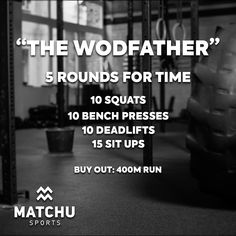 a black and white photo with the words the wodfather rounds for time