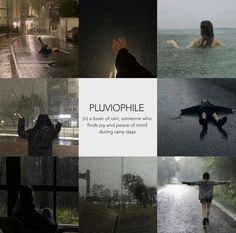 a collage of photos with the words pluvyophile