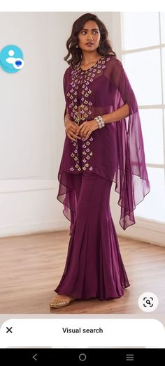 Cape Sharara, Casual Bridal Dress, Cape Set, Ethereal Elegance, Color Vino, Floral Frocks, Indian Party Wear, Dress Design Patterns, Boutique Dress Designs