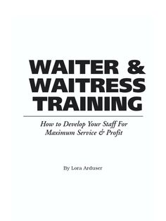 water and waitress training book with the title how to deploy your staff for maximum service & profits