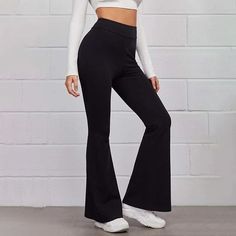 Season:Spring   Fall,Summer; Fabric:Polyester; Gender:Women's; Style:Fashion; Elasticity:Micro-elastic; Occasion:Weekend,Casual; Details:Without Lining; Fit Type:Regular Fit; Function:Comfort; Waistline:High Waist; Pattern:Plain; Design:Wide Leg; Special Size:Normal; Pants Type:Flare Leggings,Bell Bottom,Slacks,Trousers,Chinos,Flare,Bootcut,Pants Trousers,Flared Pants; Fly Type:Elasticity; Front page:FF; Listing Date:03/28/2022; Production mode:External procurement; Hips:; Length:; Waist:; Pants Spring Trousers, Haut Transparent, Cargo Pants Style, Plain Style, Pants Elastic Waist, Legging Outfits, Pants Length, Flare Leg Pants, Flare Leggings