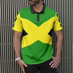 Stand out and represent in our Jamaican Flag Men's Polo Shirt. Made from a high quality polyester and spandex blend. Four-way stretch fabric that stretches and recovers on the cross and lengthwise grains. This premium fabric offers unmatched comfort and breath-ability while possessing great strength and durability for everyday use. Double-needle stitch on sleeve and bottom hem for added durability Click below to view our full range of Pro Black merchandise: afroditees.com Ps. Make sure you favor Green Fitted Sports Polo Shirt, Fitted Green Polo Shirt For Sports, Afrocentric Clothing, Afro Caribbean, Jamaican Flag, Outfits For Men, Lightweight Sneakers, Black Image, Pro Black