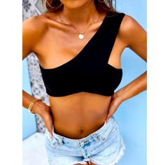 Black Crop Top Featuring One Shoulder Strap And Body Con Fit Material: 95% Polyester | 5% Elastane Measurements: 13" Length Free Shipping For Most Bundles With Multiple Items Low Ball Offers Will Be Declined Trendy Black One-shoulder Top, Black One Shoulder Crop Top For Summer, Black One-shoulder Crop Top For Summer, Chic Black One Shoulder Crop Top, One-shoulder Crop Top For Beach, Chic Black One-shoulder Crop Top, Black One-shoulder Top For Summer, Black Stretch Summer Crop Top, Stretch Black Crop Top For Vacation