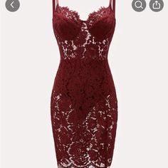 Wine Colored Lace, Sexy, Summer Dress, Waiting To Be Paired With A Cute Pair Of Heels Never Worn Short Mini Dresses, 파티 드레스, Scallop Trim, Red Lace Dress, Red Dresses, Dresses Lace, Lace Cami, Sheer Dress, Red Lace