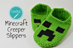 a video demonstrating how to crochet a minecraft creeper slippers pattern