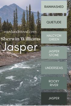 the names of different rivers are shown in this graphic above it is an image of mountains, trees, and water