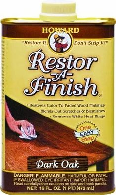 Howard Products - RF7016 Restor-A-Finish, (16-Ounce), (Dark Oak)-Exeter Paint Stores Restore Wood, House Elements, Antique Restoration, Walnut Oil, White Heat, Furniture Repair, Wood Care, Wood Polish, Golden Oak