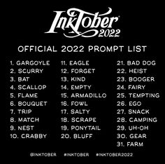 the official 2020 prop list for inktober's upcoming album, which is out now