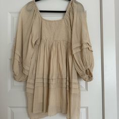 Boutique Dress, Size Small Nwt Spring Daywear Neutral Mini Dress, Beige Tunic Mini Dress For Spring, Neutral Mini Dress For Spring Daywear, Spring Neutral Mini Dress For Daywear, Daytime Flowy Beige Mini Dress, Flowy Beige Mini Dress For Daywear, Beige Long Sleeve Dress For Daytime, Boutique Dress, Boutique Dresses