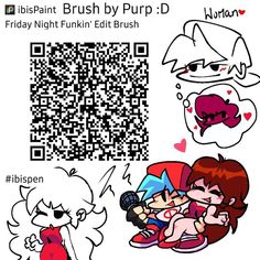 an image of some cartoon characters with qr codes on their faces and the words friday night punkin'ed brush