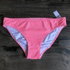 Neon Pink And White Striped Bikini Bottoms, Great For Mix Matching! Never Worn! Striped Stretch Swimwear For Beach Party, Spring Stretch Lined Swimwear, Striped Stretch Swimwear For Sunbathing, Lined Tankini For Beach Season, Striped Fitted Tie-side Swimwear Bottom, Pink Brief Tankini For Beach, Pink Tankini For Beach With Brief Bottom, Beach Striped Stretch Swimwear, Striped Stretch Swimwear For Beach