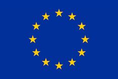 the european union flag with five yellow stars in it's center and blue background