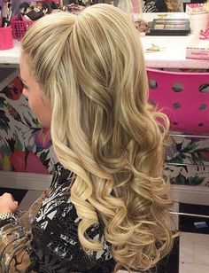 Curly Homecoming Hairstyles, Down Hairstyles For Long Hair, Curled Hair, Balayage Blonde, Prom Hairstyles For Long Hair, Hair Done, 100 Human Hair Wigs, Long Blonde