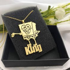 "Custom Spongebob Necklace-Cartoon Character Name Necklaces- Spongebob Charm Necklace-Childrens Gifts-Personalized Necklace-Spongebob Pendant ♥-NECKLACE LENGTH 12in-30cm 14in-35in 16in-40cm 18in-45cm 20in-50cm ♥-CHAIN TYPE LIKE AS PIC ♥-NECKLACE COLOR Gold, Silver, Rose Gold -About shipping and delivery: ♥ All items purchased will be shipped in 7-14business days. ♥ Standard shipping time7-10 working days. (USPS) ♥ Priority shipping 3-5 working days. (FEDX) ✿ WE PROMISE: √ Free Engravings √ Free Custom Name Novelty Jewelry For Birthday, Novelty Custom Name Jewelry For Birthday, Personalized Novelty Pendant Jewelry, Custom Name Jewelry For Birthday, Custom Name Novelty Jewelry For Birthdays, Novelty Custom Name Jewelry For Birthdays, Custom Name Themed Jewelry For Gifts, Custom Name Themed Jewelry Gift, Themed Custom Name Jewelry For Gifts