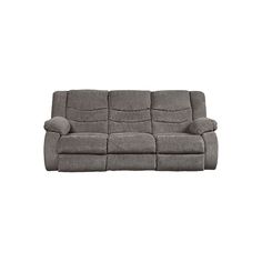 the reclining sofa is shown in grey