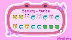 a pink wall with the words fancy - tice written in different colors and shapes