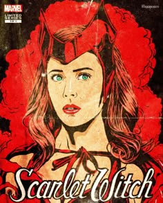 a poster for the movie scarlet witch, featuring an image of a woman with horns on her head