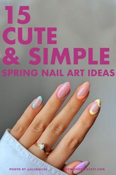 Spring Nail Art Ideas, Nails June, Dot Nail Art Designs, Wonder Forest, June Nails, Daisy Nail Art, Forest Summer, Simple Spring Nails, Pink Ombre Nails