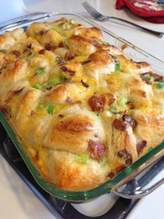 a casserole dish is shown on the facebook page, and it appears to be filled with different types of food