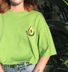 Green Avocado Embroidery Tee Avocado Embroidery, Avocado T Shirt, Green Avocado, Retro Shorts, Embroidery On Clothes, Avocado Green, Green Tshirt, Shirt Price, Outfits For Teens