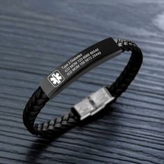 ★ Personalized Engraved Medical Alert Bracelet ★ Bracelet length 21 cm (8.2 inches) ★ Each Bracelet is made with certified Stainless Steel ★ All products are handmade in California, USA with the highest quality T1d Mom, Allergy Bracelet, Medical Alert Bracelet, Paracord Diy, Medical Id Bracelets, Medical Jewelry, Medic Alert Bracelets, Medical Bracelet, Emergency Contact