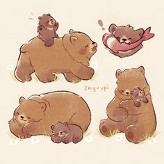 an image of three bears with their babies