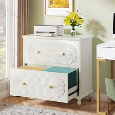 2-Drawer File Cabinet Wooden Office Filing Cabinets with Gold Legs Tribesigns Pretty Filing Cabinet, White And Gold File Cabinet, White 2 Drawer File Cabinet, Modern File Cabinet, Lightweight 2 Drawer File Cabinet On Wheels, Metal 2 Drawer File Cabinet, Document Management, Wooden Office, Coil Design