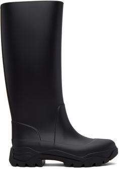 Mid-calf rubber boots in black. · Cleft toe · Signature white stitch at heel collar · Bonded jersey lining · Treaded rubber sole Supplier color: Black raven Black Rubber Boots, Black Rain Boots, Black Raven, Rubber Boots, Black Rubber, Personal Shopping, Mid Calf, Rain Boots, Black Boots