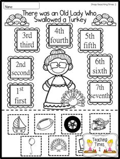 an old lady who swallowed in turkey worksheet for the fourth and fifth grade students