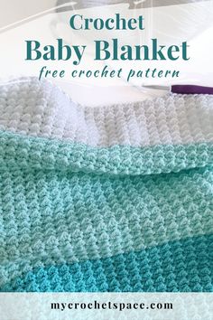 crochet baby blanket with text overlay