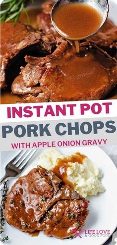 instant pot pork chops with apple onion gravy