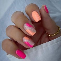 Coral Nails With Design, Coral Nails, Disney Nails, Short Acrylic Nails Designs, Nails Summer, Beach Nails