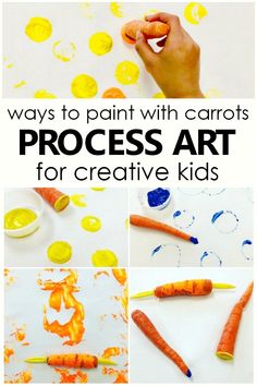 kids's art project with carrots and paint