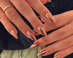 Chocolate Chrome, Medium Almond Nails, Chrome Nail Ideas, Press On Nails Almond, Nails Medium Length, Elegant Manicure, Velvet Nails, Nails Stiletto