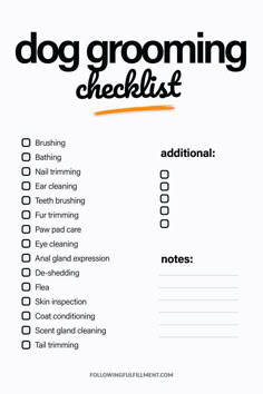 a printable dog grooming checklist is shown