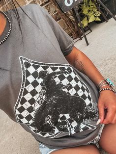 Smoke Grey Tee Fun T Shirts For Women Graphic Tees, Cute Western Tops, Cute Western Graphic Tees, Rodeo Graphic Tees, Western Tshirts, Shirts With Cricut, Western Shopping, Rodeo Graphic Tee With Crew Neck, Circuit Shirts