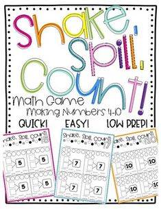 a colorful poster with numbers to 10 and the words shake, spell, count