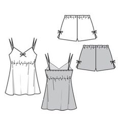 four women's shorts and top sewing patterns