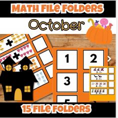 halloween themed math file folders for october