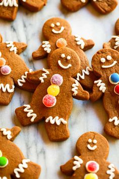 several decorated gingerbreads are arranged on a table